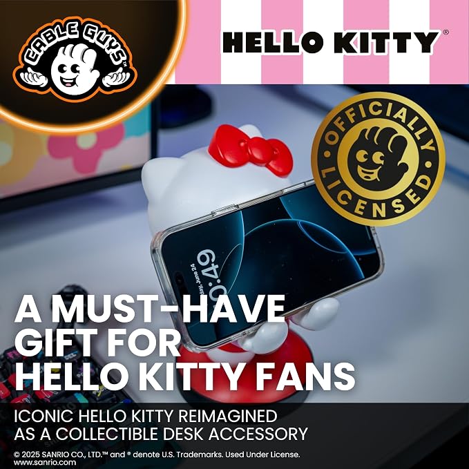 Cableguys Hello Kitty Controller Holder & Phone Stand - Gaming Setup Accessories for Desk and Game Room, Controller Stand Compatible with Xbox, PlayStation & Most Standard Game Controllers - Image 4