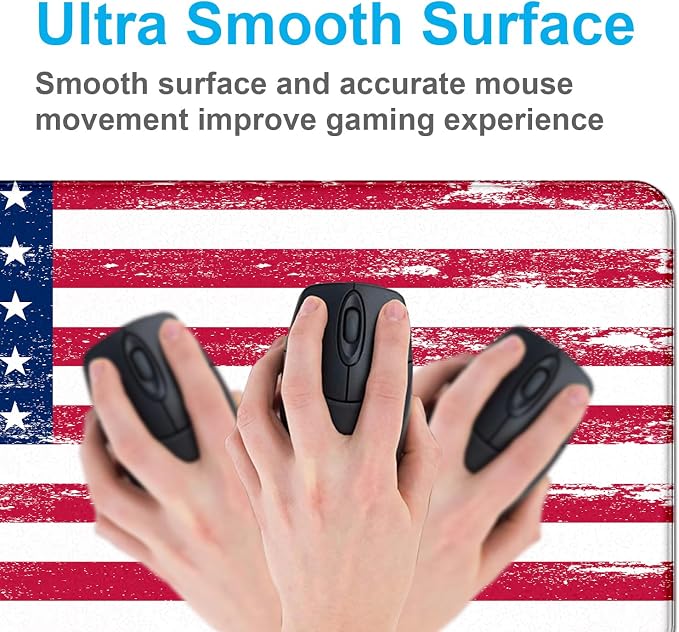 American Flag XXL Large Mouse Pad, Gaming and Home Stitching Side Table Mat | Large Extended Mouse Pad; Full Desk Coverage; Waterproof Coating; Stable Anti-Slide Base For Gaming, Office, Study Daily Use - Image 4