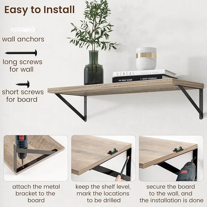 Axeman 12 Inch Deep Grey Floating Shelves 30 Inches Long - Image 6