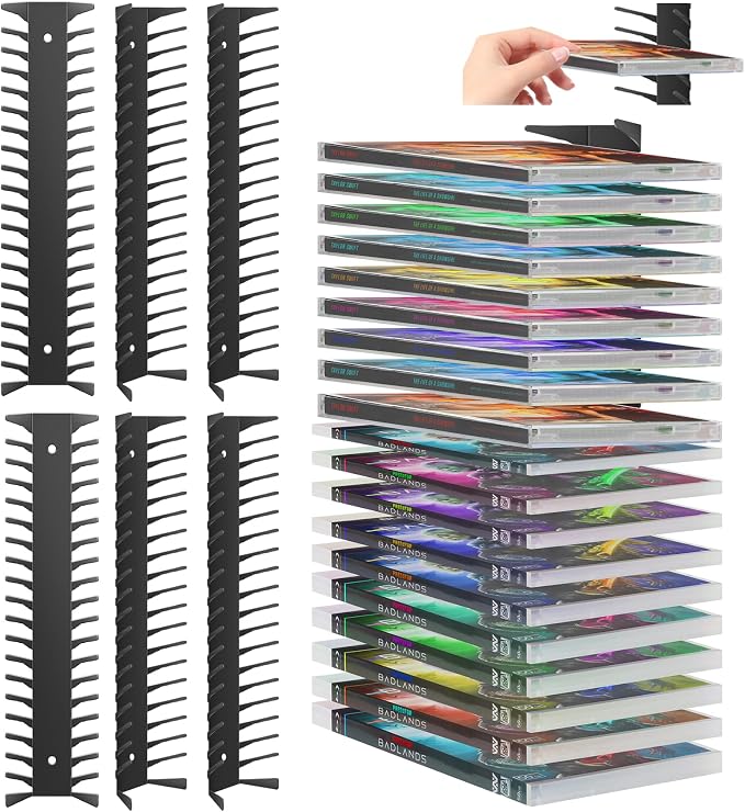6 Pack DVD Shelf for Wall Mount, Floating Metal DVD Rack and Video Game Storage for Standard DVD CD Cases, Heavy-Duty Media Organizer Holder for PS, Xbox, PS5, PS4, Holds up to 114 by Unknown