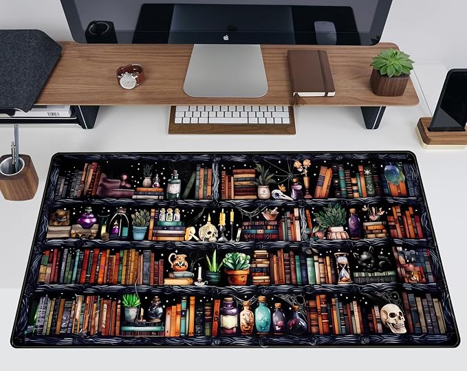 Desk Mat Forest Library Book Mouse Pad Big Desk Pad XXL Extended Gaming Large Mouse Pad for Desk Rubber Base Mousepad with Stitched Edges, Keyboard Mouse Mat for Work Game Office Home 31.5x15.7 in - Image 5
