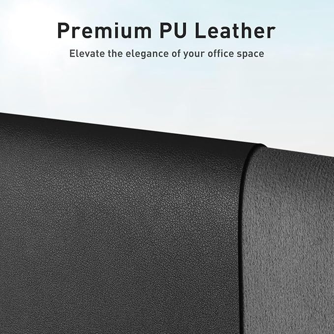 Aothia Leather Desk Pad Protector, Mouse Pad, Office Desk Mat, Non-Slip PU Leather Desk Blotter, Laptop Desk Pad, Waterproof Desk Writing Pad for Office and Home (48"x17", Black) - Image 2
