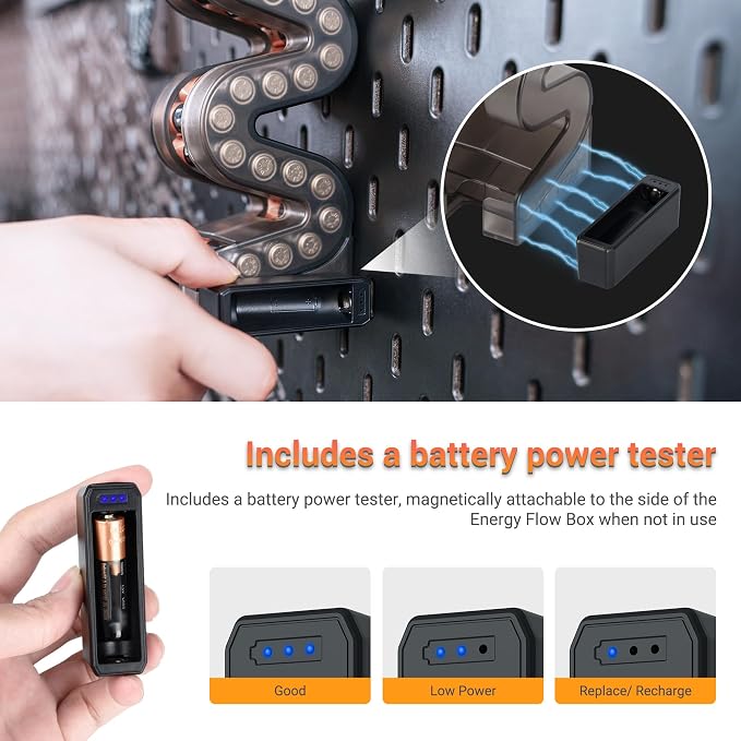 KIWIFOTOS 35-Slot AAA Battery Storage Case with Tester Vertical Dispenser - Image 3