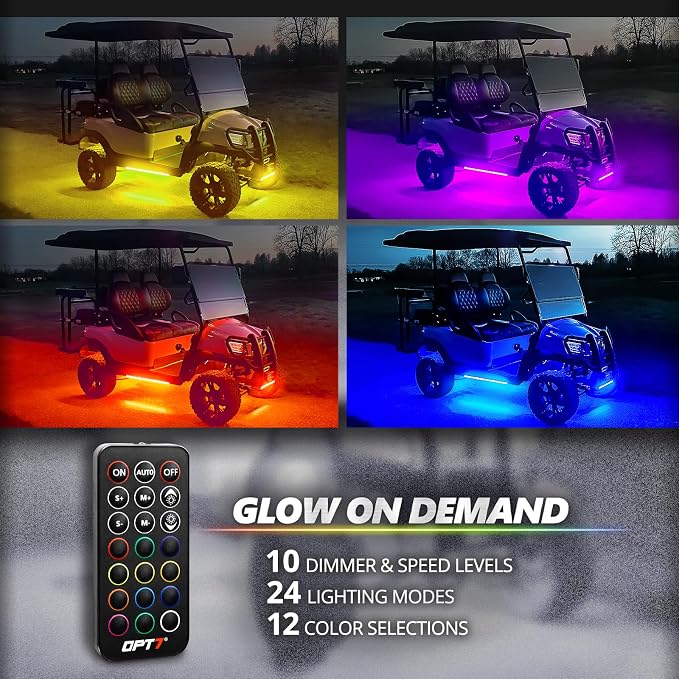 OPT7 Aura Pro RGB Aluminum Golf Cart Underglow with App & Remote, 12V - Image 2