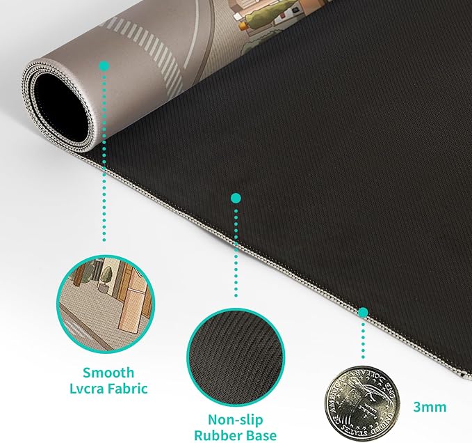 Tokyo Street Mouse Pad Anime Japanese Desk Mat Kawaii Large Gaming Mousepad XL Beige Cute Mousepad Gaming Non-Slip Rubber Base Stitched Edges Keyboard Mouse Mat Desk Pad for Office Home and Game - Image 8
