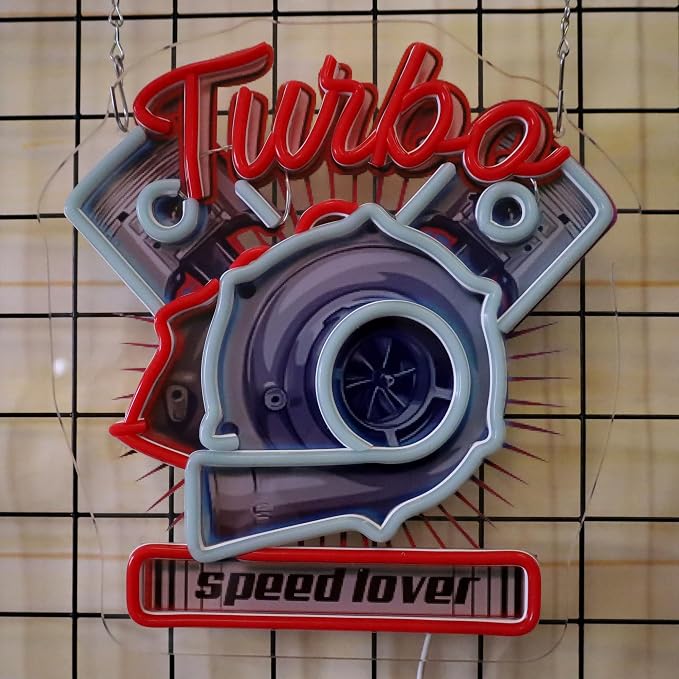 Turbo Neon Sign Led Light Up Sign For Speed Lover Pop Art With UV Printed background Room Wall Decor Man Gaming Room, Kids Room, Bar Decoration, Birthday Party Gifts - Image 5