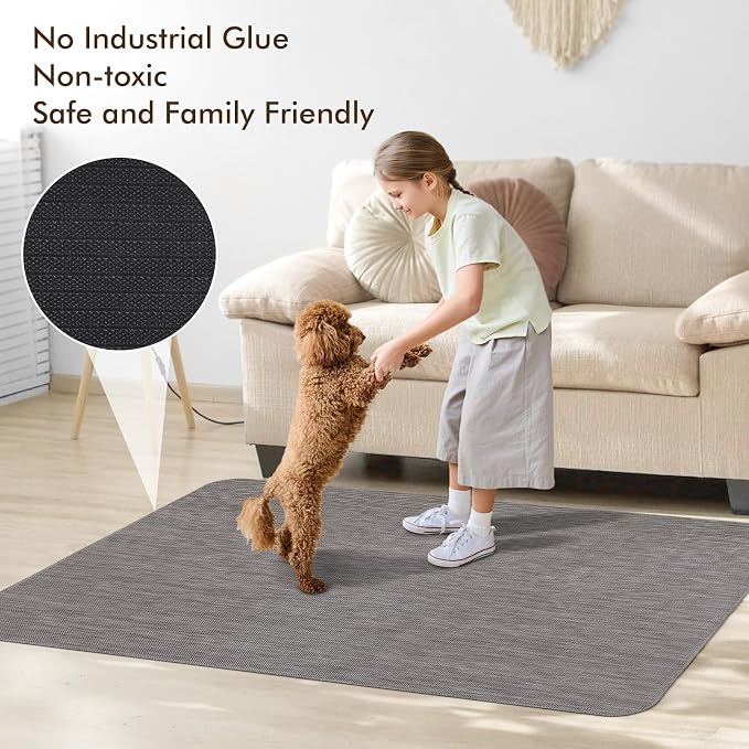 Blvornl Office Chair Mat for Hardwood Floors, Anti-Slip PVC, 35.4"x 55" | Dark Grey, Waterproof, easy to clean, suitable for hardwood, laminate, Rattan Woven Pattern, Durable Solid PVC Material - Image 8