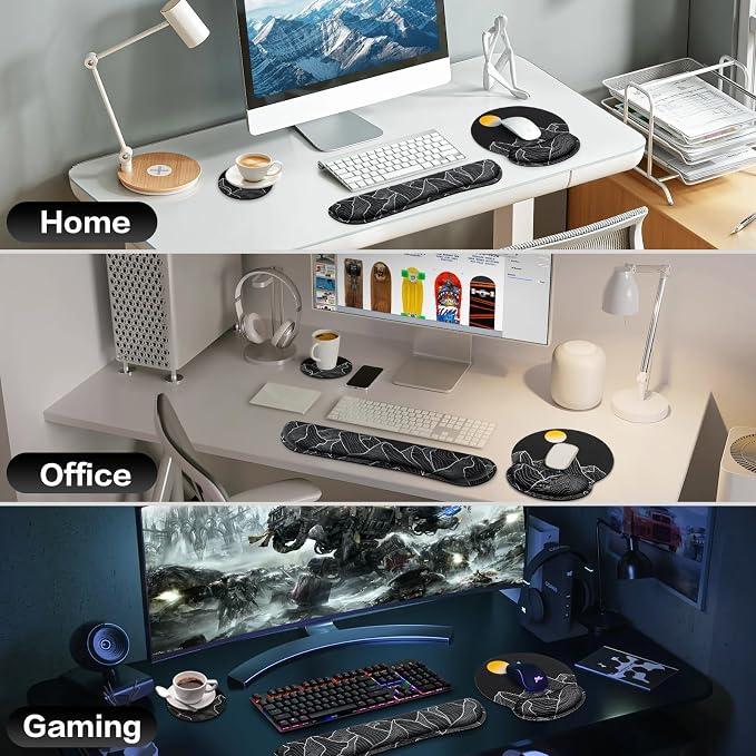 Mouse Pad Black, Ergonomic Keyboard Wrist Rest, Mouse Pad with Wrist Rest - Image 7