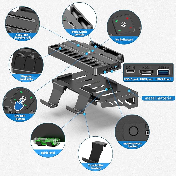 Switch Dock Wall Mount with Joy-Con Charger and Pro Controller Holder - Image 7