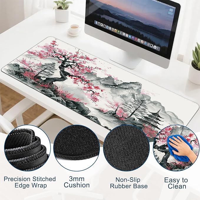 Gaming Mouse Pad, Desk Mat for Keyboard and Mouse, Large Mouse Pad for Desk, Computer Mousepad - Image 2