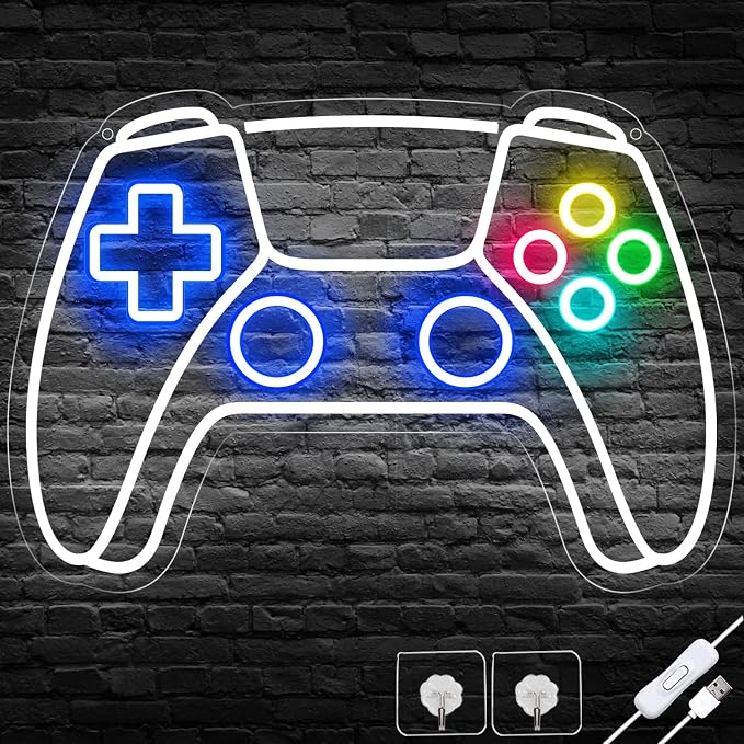 Gamer Neon Sign, Gamepad Shaped LED Neon Sign for Gamer Room Decor, Gaming Neon Sign for Boys Room Decor, Neon Gaming Sign for Gaming Wall Decor, USB Powered Gamer Gifts for Teens, Boys, Kids by EtherealLomoer