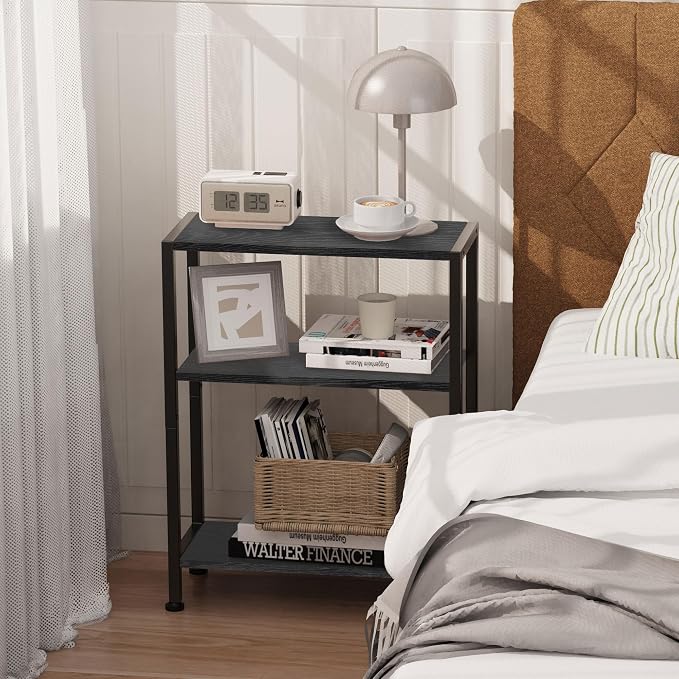 3-Tier Side Table, Small EndTable, Sofa SideTable for Narrow Spaces, Slim EndTable, NightstandTable, Skinny Bedside Table, for Living Room, Bedroom, Office, Black - Image 4