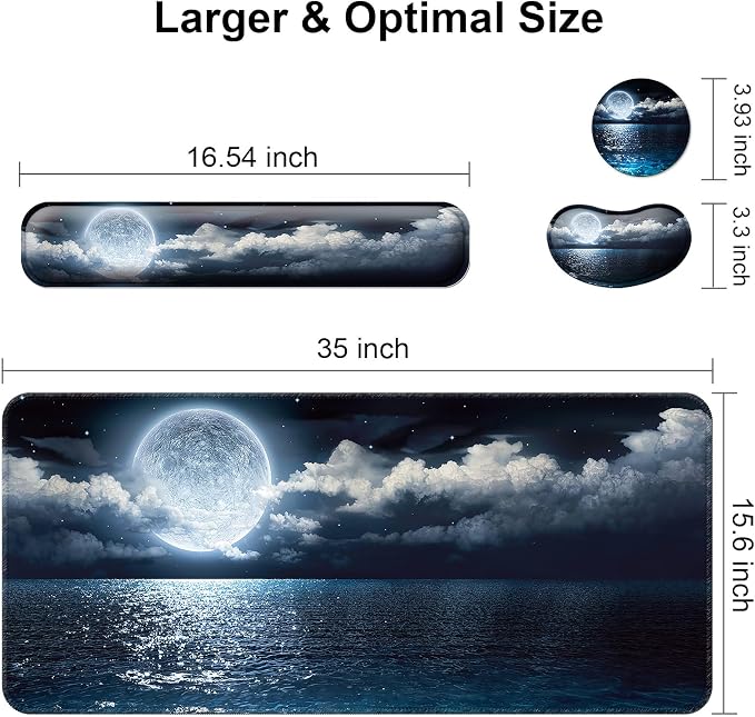 4 in 1 Mouse Pad and Keyboard Wrist Rest,Large Desk Mat,Coaster Set-Ocean - Image 6