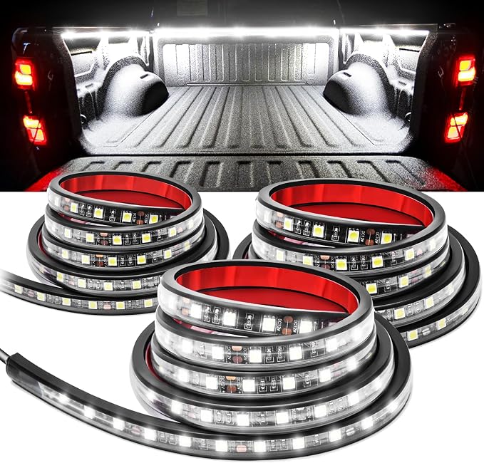 MICTUNING 3Pcs 60 Inch Truck Bed Lights - White Waterproof LED Light Strip with On-Off Switch Fuse Splitter Cable Compatible for Truck Jxxp Pickup RV SUV Vans Cargo Boats and More by MICTUNINGINC