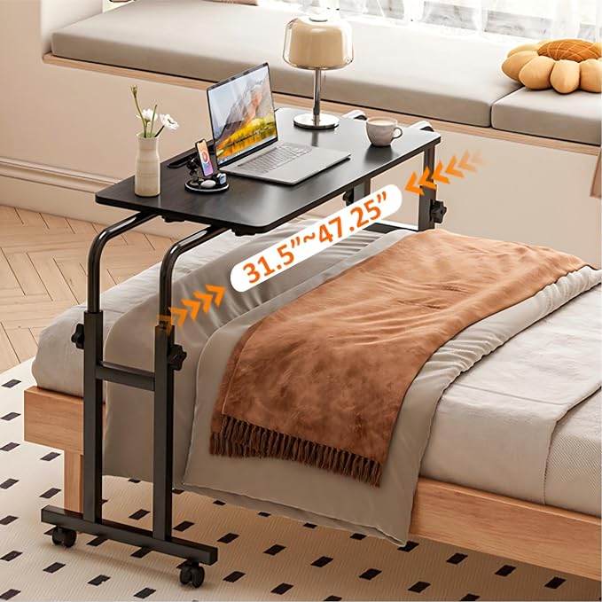 LINGMI Recliner Table, Overbed Table with Wheels Adjustable Height and Length Over Bed Desk, Hospital Heavy Duty Metal Leg Laptop Stand Tray - Image 7