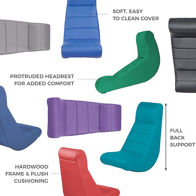 Factory Direct Partners Soft Ergonomic Horizontal Soft Floor Video Rocker - Cushioned Ground Chair Great for Reading, Gaming or Watching TV for Kids, Teens and Adults - Purple, 10498-PU - Image 5