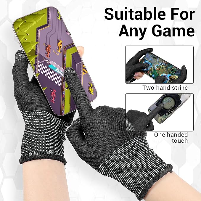 Ptwola Ultra-Thin Mobile Gaming Gloves Touchscreen Gaming Gloves Anti-Sweat Mobile Finger Sleeve Breathable - Image 7