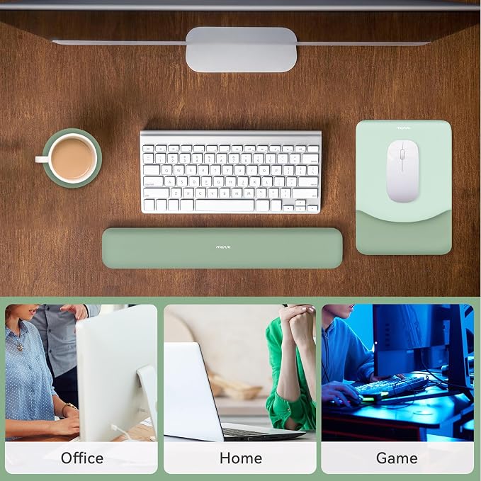 MOSISO Ergonomic Keyboard & Mouse Pad Wrist Rest Set, Antique Green - Image 7