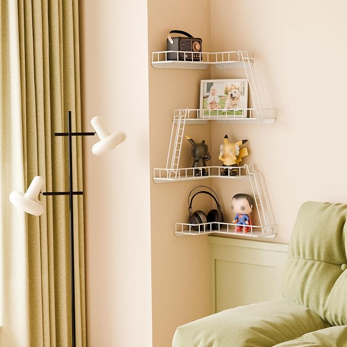 Fire Escape Wall Shelf - Modern City Style 4-Tier Corner Wall Shelves, Easy to Install Metal Ladder Shelf for Figures, New York Decorative Shelves for Bathroom, Living Room & Home Decor,White - Image 3