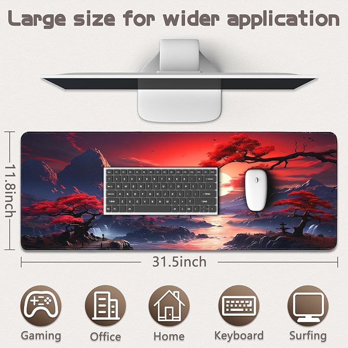 Gaming Mouse Pad - (31.5"×11.8") Japanese Anime Large Mouse Pads for Desk - Desk Mat for Keyboard and Mouse with Non-Slip Base, Desks Pad Matfor Game/Office & Home - Image 5