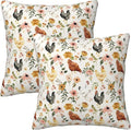 Chicken Pillow Cases & Throw Pillow Covers Set of 2, 18x18 Inch Soft Short Plush, Gifts for Chicken Lovers, Farmhouse Floral Decor for Living Room Bedroom Game Room(Chicken) by Unknown