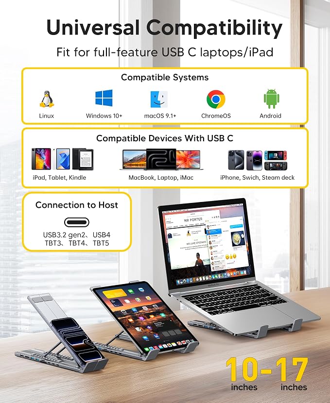 Mukiya 9 in 1 USB C Laptop Dock Stand with HDMI+DP,4K Dual Monitor PD 100W - Image 6