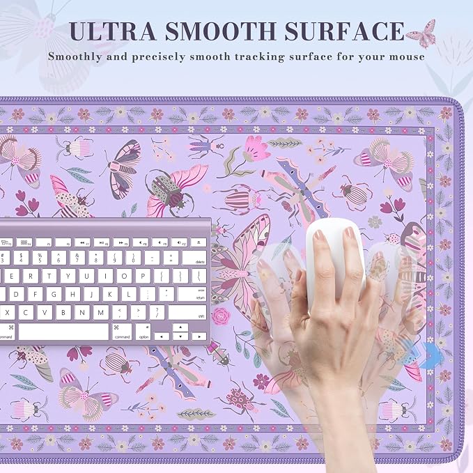 iCasso Purple Large Mouse Pad, Desk Matt for Desktop | XXL Desk Mat for Keyboard and Mouse, Anti-Slip Big Mousepad Computer Mat with Stitched Edges - Image 3