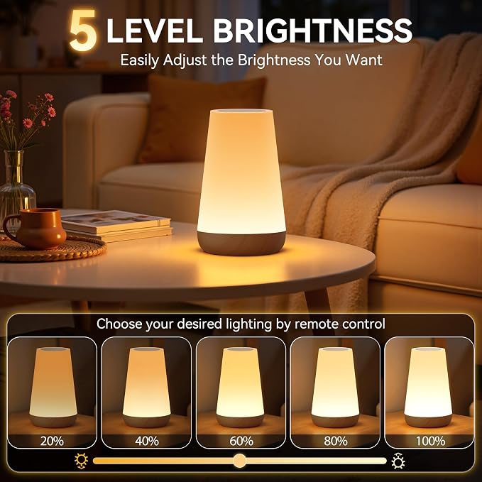 Auxmir Rechargeable Night Light, 13-Color Remote Control Lamp, Dark Brown - Image 3