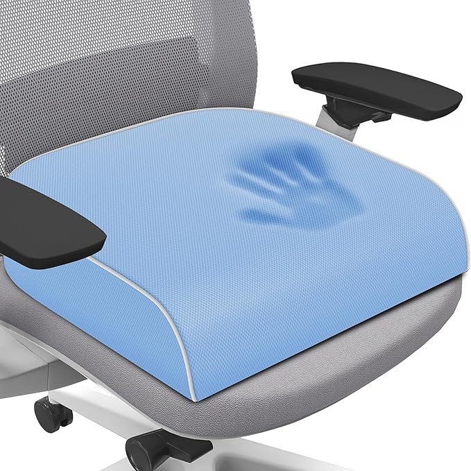 SweetSlubr Seat Cushion, Chair Pad, Memory Foam Tailbone Pain Relief | Office Chair Cushion for Tailbone Pain Relief, Non-Slip Cover, Soft Support for Office Chair, Car Seat,X-Large/Light Blue by Unknown