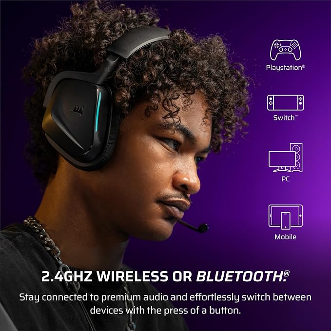 Corsair Void v2 Wireless Bluetooth PC PS5 Switch Gaming Headset – Black - Image 4