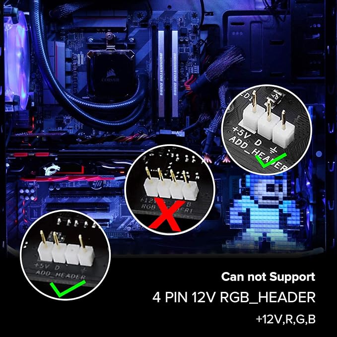 BTF-LIGHTING WS2812B IC PC Light Strip 4PCs 19in Individually Addressable for 5V 3Pin LED Headers for Asus Aura,Gigabyte RGB Fusion, MSI Mystic Light - Image 6