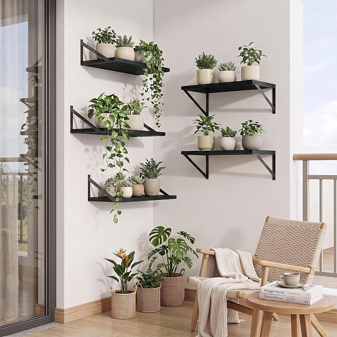 Axeman Deep Floating Shelves, 18'' x 10'' Black Wall Shelves Set of 2 - Image 2