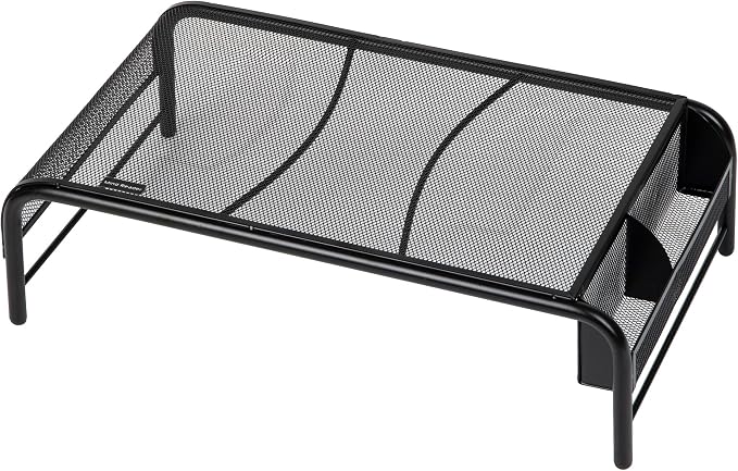 Mind Reader Monitor Stand, Ventilated Laptop Riser, Desktop Organizer, Side Storage, Metal Mesh, 20" L x 11.5" W x 5.5" H, Black (Pack of 2) - Image 5