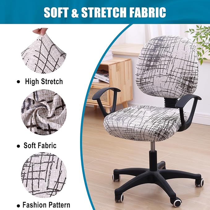 Smiry Stretch Printed Office Computer Desk Chair Covers for Seat & Backrest | Stretch Fit, Soft Fabric Universal Washable Removable, Anti-Dust Rotating Chair Slipcovers Protector - Image 6