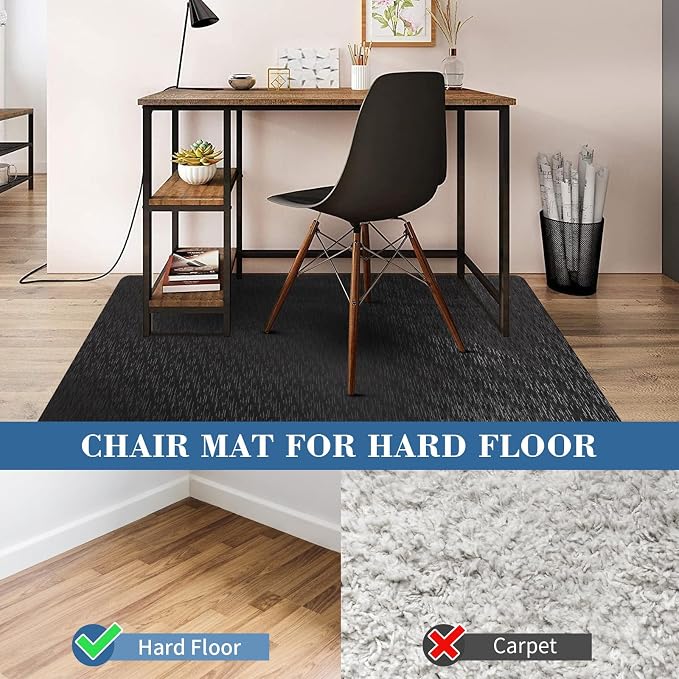 Office Chair Mat, TYDLE 50" x 65" Large Chair Mat for Hard Floor, Vinyl Floor Mat for Gaming Chairs, Slip Resistant Floor Protector Rolling Computer Desk Mat for Hardwood Floor, Black - Image 5