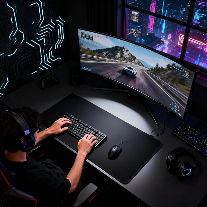 JIALONG Large Gaming Mouse Pad, Extended Mousepad with Black Stitched Edges, XXL Desk Mat, Big Computer Keyboard Mat for Gaming and Office, 35.4 x 15.7 inches - Image 7