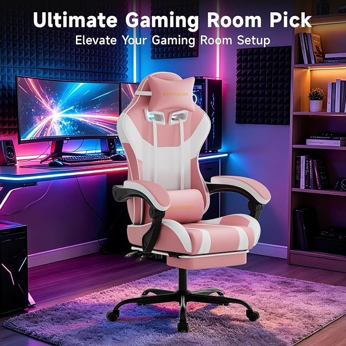 Ergonomic Gaming Chair,A Versatile 3-in-1 Video Game Chair for Work, Study, and Gaming,Features an Adjustable Backrest, Footrest, and Linked Armrests Office Chair for Adults,Pinkwhite - Image 8