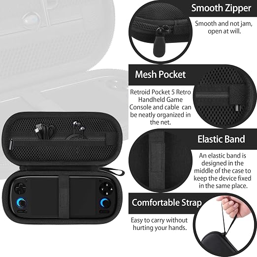 khanka Case for Anbernic RG VITA Pro/Retroid Pocket 6/5 Console,Black - Image 4