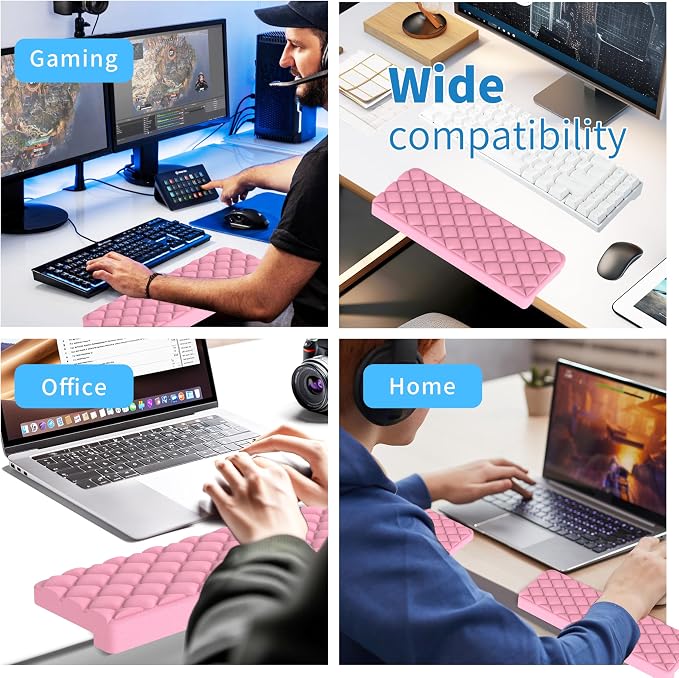 MEKASS L-Shaped Desk Elbow Pad for Desk, Memory Foam Elbow Support Padding with Non-Slip, Ergonomic Desk Edge Cushion, Wrist Comfort Support for Office Home 2 Pcs (Diamond Pink) - Image 6
