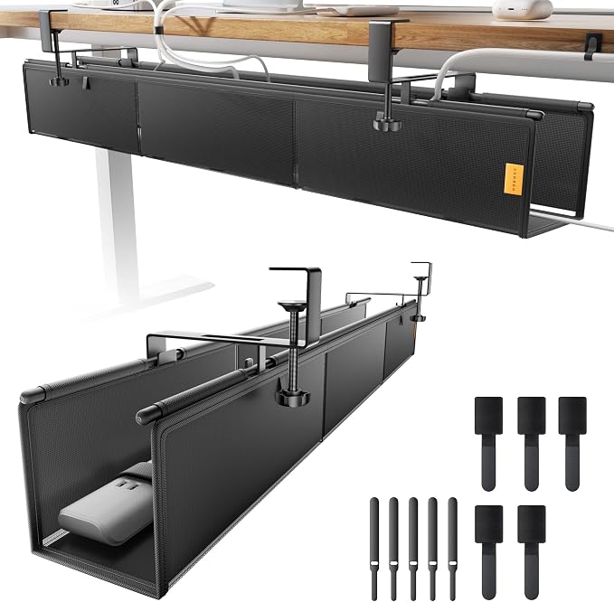 39" No Drill Under Desk Cable Management Tray (Black) by NODOCA