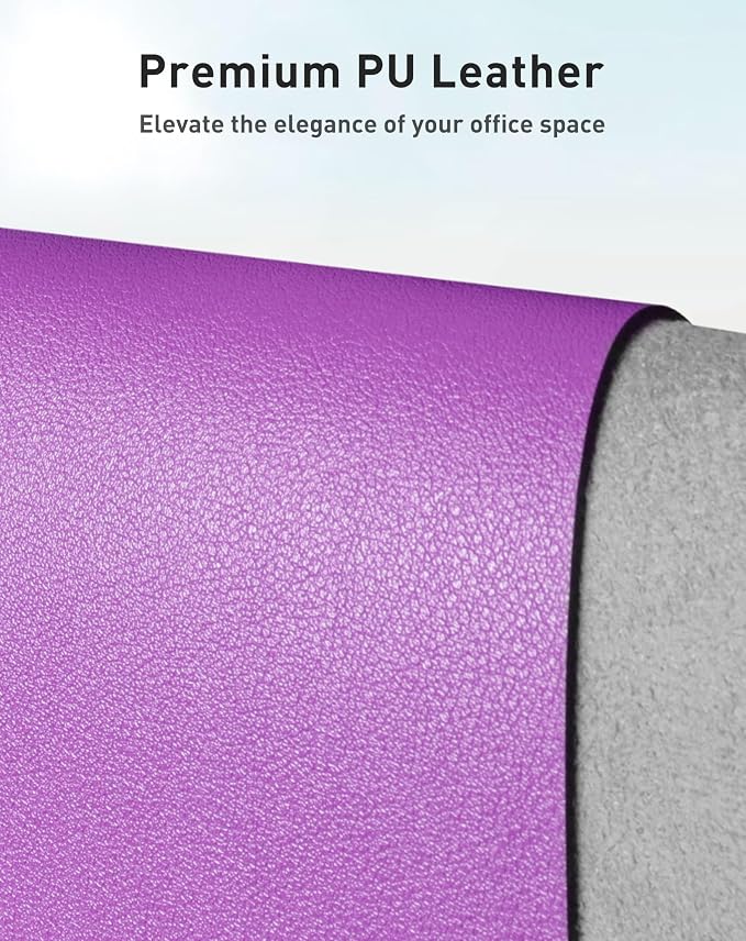 Aothia Faux Leather Desk Mat - Large Mouse Pad, Non-Slip PU Leather Blotter, Waterproof Writing Surface for Office and Home (Iris Violet, 42" x 17") - Image 2
