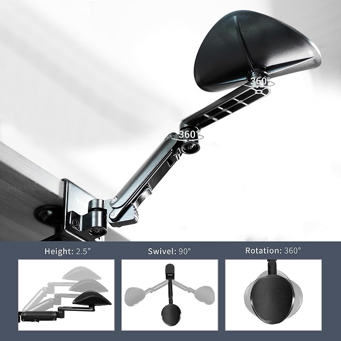 VIVO Universal Clamp-on Adjustable Armrest, Desk Cradle Rotating Elbow Cushion, Above Table Extension Platform Arm Support, Black, MOUNT-ARM01 - Image 5