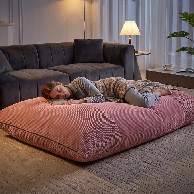 HUGHEAVEN Giant 3-in-1 Bean Bag Chair (76"x55") Oversized Floor Sofa Couch | Comfortable giant floor cushion with back support for adults. Washable cover memory foam lounge sofa for movie nights. - Image 2