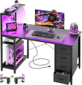 47in Gaming Computer Desk with Drawers & Storage Shelf & Iron Hook, Black by APICIZON