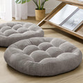 Meditation Cushions Set of 2, Large Floor Pillow for Adults, 22 Inch Round | Reading nook use, Zen relaxation, Tatami seating, Corduroy cover, 3.5 in thick, Shredded memory foam fill, Grey yoga pad by DegreesofComfort