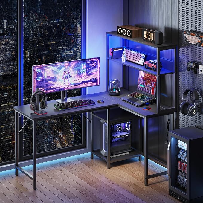 53" L Shaped Gaming Desk Reversible Corner Desk for Home Office - Image 8