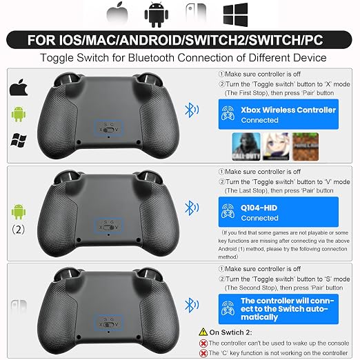 Megadream Phone Controller for PC/Switch 2|Swith/Android/iPad/Tablet/iPhone Controller - RGB light - Hall Effect Trigger/Joystick - Call of Duty, Roblox, Genshin Impact, Direct Play - Image 2