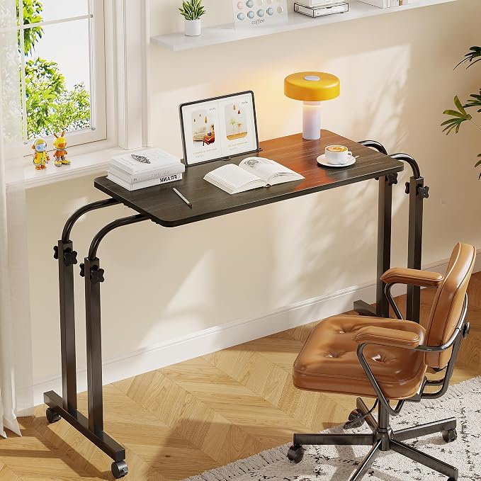 Furist Overbed Table with Wheels, Adjustable Height and Width Rolling Desk for Bed and Recliner, Laptop Table for Hospital, Sofa and Wheelchair Use by FuristTec