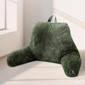 Nestl Fur Reading Pillow, Stylish Back Pillow for Bed Sitting Up, Faux Fur Bed Chair Pillow with Arms, Reading Pillows for Sitting in Bed Adult & Kids, Back Support Pillow for Bed Rest - Olive Green by Nestl