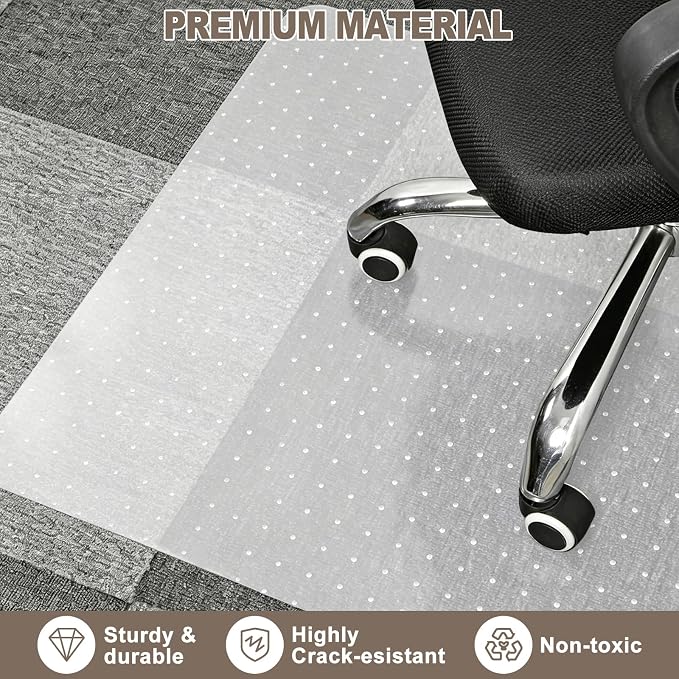 Office Chair Mat for Carpets, 48" x 60" Clear Carpet Protector Mat with Rounded Non-Sharp Studs, Durable Desk Chair Mat for Home Office and Gaming Room - Image 6